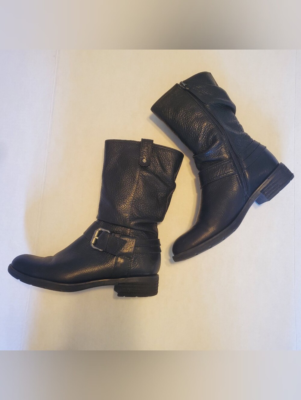 Sofft Black Leather Ankle Moto Boots Buckle Western Boho Sz 7.5